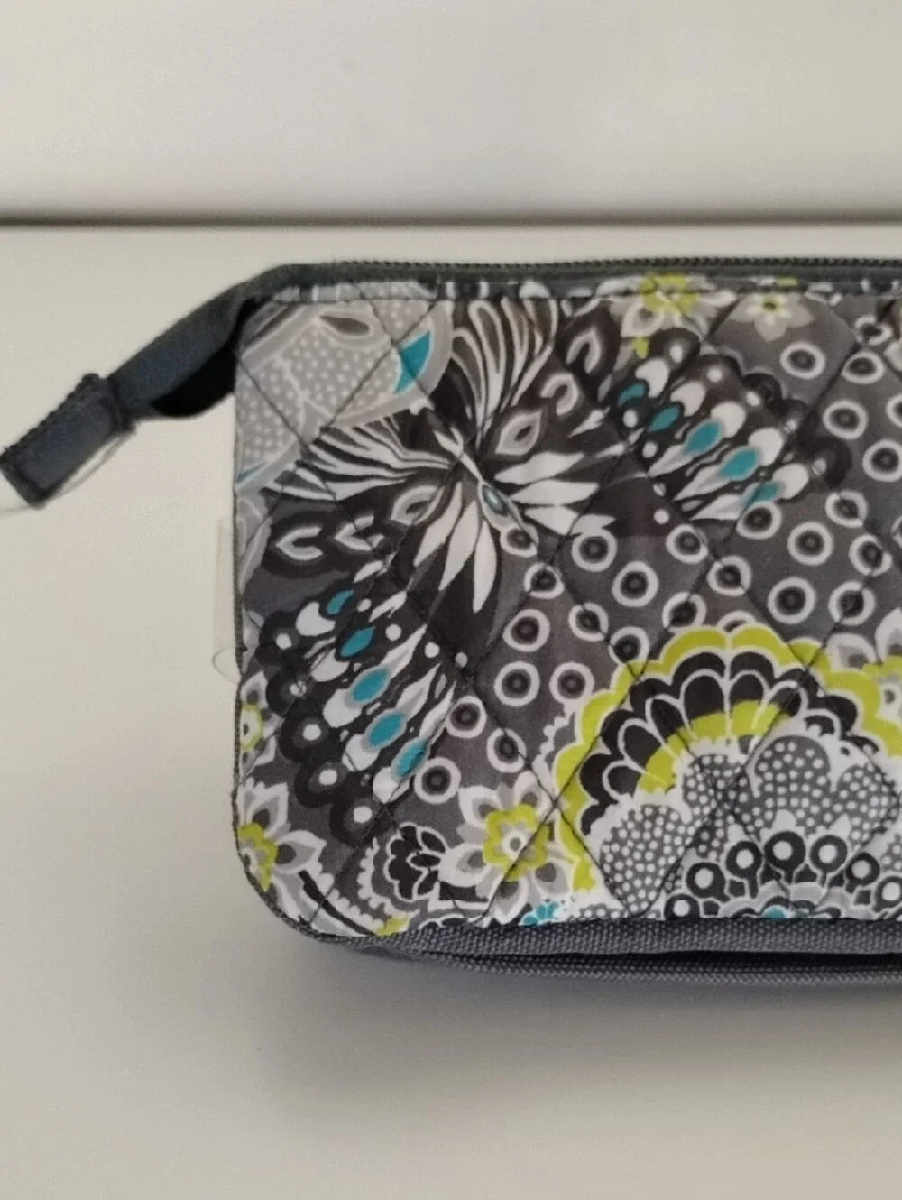 Studio C Floral Quilted Zip Pouch - Gray, Teal & Lime
